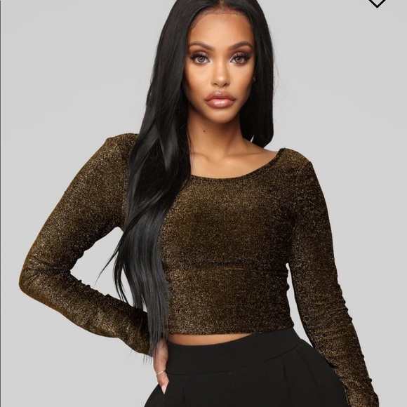 Glitter Gold Fashion Nova Top - Picture 1 of 4